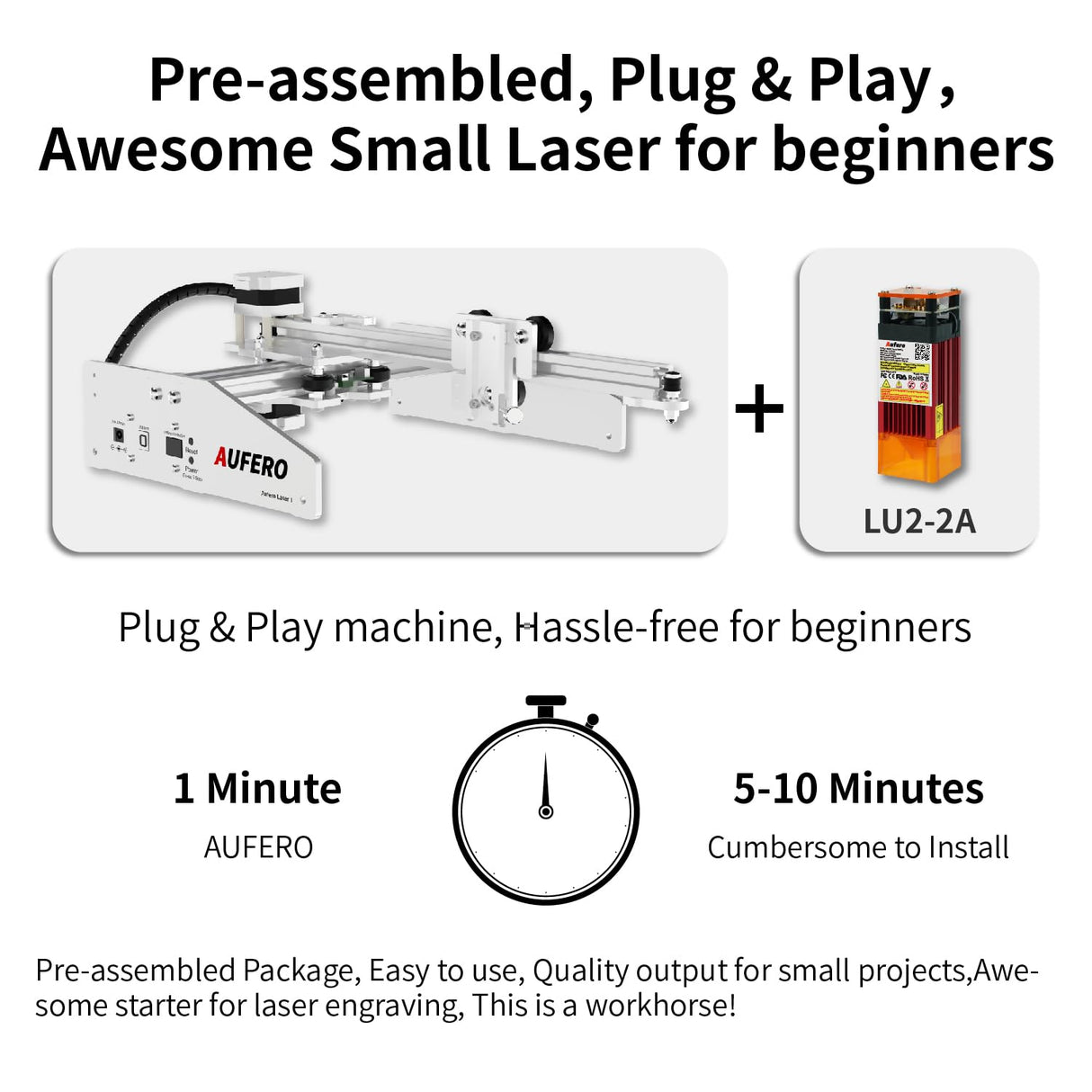 Aufero Laser 1 Laser Engraver, 1.6w Diode Laser Engraver, Laser Engraving Machine for Wood/Leather, 7.1x7.1 inch Engraving Area, Beginner-friendly Laser Engraving Machine Aufero