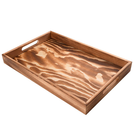 LorisArm Pine Wood Serving Tray with Handle, 15 x 10 inches, Breakfast Tray Food Drink Tray Wooden Trays Decorative Serving Platter Used in Bedroom, Kitchen, Living Room, Bathroom, Hospital LorisArm