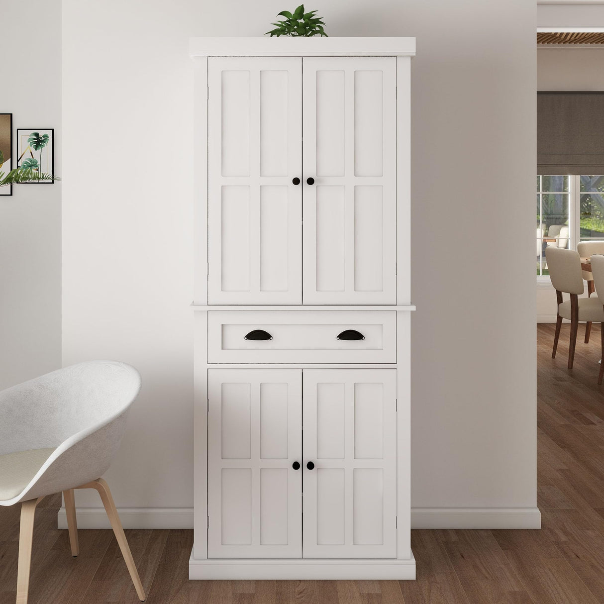 OQSC 72" Tall Kitchen Pantry and Storage Cabinet with Doors and Shelves, White Portable Pantry for Kitchen, Large Stand Alone Kitchen Pantry Storage Organizer OQSC