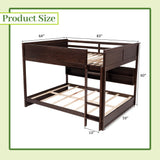 OYUMOENTS Queen Over Queen Bunk Bed, Solid Pine Wood Bunk Bed with Built-in Storage Cabinets, Charging Station, Ladder,Safety Guardrails, No squeaking for Teens & Adults, Brwon OYUMOENTS