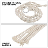 MoNiBloom Wooden Swing with Tassels, Outdoor Swing Seat for Adults with 350 lbs Capacity, Backyard Adjustable Rope Swing for Tree, Indoor/Outdoor Hanging Wood Swing Sets for Patio Garden Playground MoNiBloom