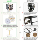 Mkono 360° Rotating Sunglasses Organizer Glasses Holder Stand Metal Frame with Wood Base and Tray Eyeglasses Storage Display Rack for up to 12 Pairs of Eyewear for Table Dresser Desk Bedroom, Gold Mkono