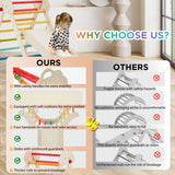 HOMMOW 7-in-1 Pikler Triangle Set with Cushion, Wooden Pikler Triangle Climbing Set with Arch, Ramp & Ladder, Large Foldable Montessori Jungle Gym, Indoor Climbing Toys for Toddlers-Rainbow HOMMOW