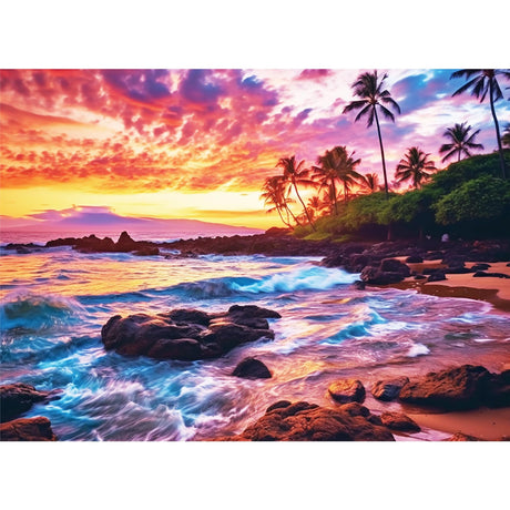 500 Piece Beach Puzzle for Adults-Sunset Puzzle | Recycled Cardboar Jigsaw Puzzles 500 Pieces | Challenging Family Activity Great Gift Idea for Family Friends | Difficult Puzzles Size 20.5 x 15 inches Edsjegn