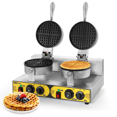 Dyna-Living Commercial Waffle Maker Double Waffle Maker, 2400W Non-Stick Commercial Waffle Maker Stainless Steel Waffle Iron Machine for Restaurants, Large Waffle Maker, Commercial Waffle Machine Dyna-Living