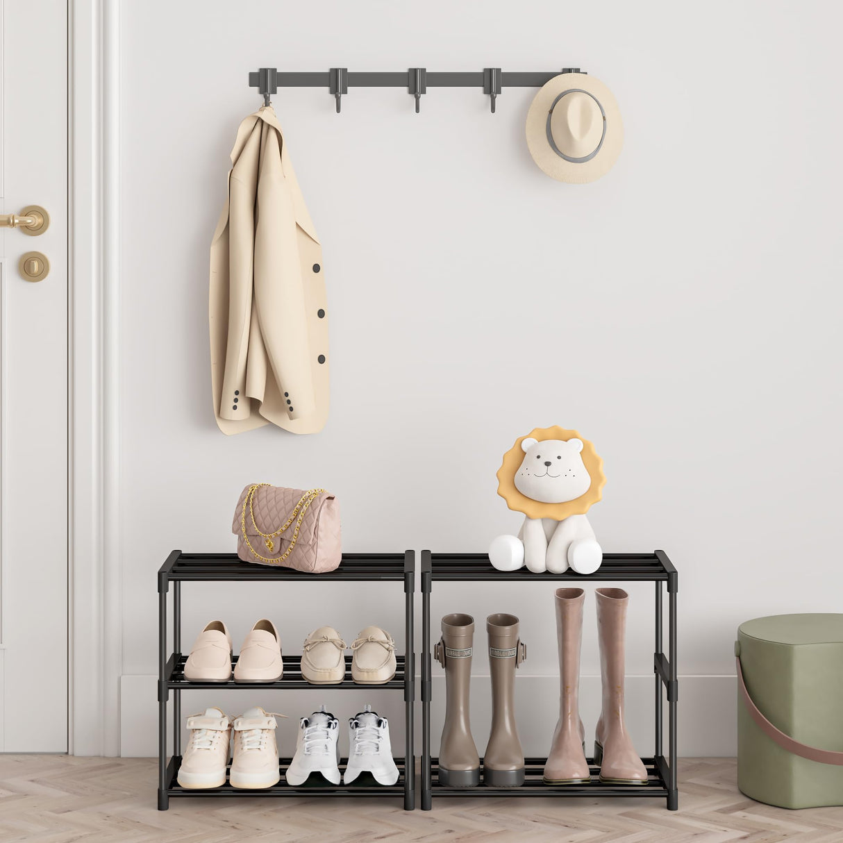 Autonomier 3 Tier Small Shoe Rack, Narrow Stackable Shoe Shelf for Kids Toddler Adult, Lightweight Shoe Rack Stand for Closet Dorm Storage Organizer, Front Door Entrance, Entryway Autonomier