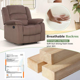 ANJ Fabric Recliner Chair Set of 2, with Overstuffed Arm and Back, Comfy Chocolate Manual Reclining Chairs for Adults, Living Room Single Sofa Recliners ANJ