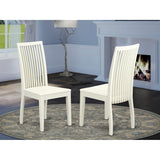 East West Furniture IPC-LWH-W Ipswich Dining Chairs - Slat Back Wood Seat Kitchen Chairs, Set of 2, Linen White East West Furniture