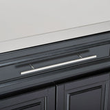 HOMCOM Rolling Kitchen Island with Storage, Portable Kitchen Cart with Stainless Steel Top, 2 Drawers, Spice, Knife and Towel Rack and Cabinets, Black HOMCOM