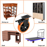 6 Inch Heavy Duty Caster Wheels Load 3000 Lbs with Brake Safety Dual Locking No Noise Wheels Swivel Casters Set of 4 (Free Screws) Mofeetools