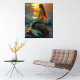 Tucocoo Mermaid Princess Paint by Number for Adults Sunrise Landscape DIY Oil Painting by Numbers Kits for Adults Beginner Gifts for Women Mermaid Lovers Fantasy Home Wall Decor 16x20Inch Frameless Tucocoo
