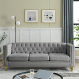 JEEOHEY Chesterfield Sofa,Oversized Velvet Sofa Couch,Deep Seat 3 Seater Sofa,Modern Sofa Chair with Button Nailhead,Upholstered Futon Couches,Furniture for Living Room,Bedroom,Office(Grey) JEEOHEY