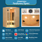 Xmatch Saunas 907B Far Infrared Sauna, Indoor Corner Space Wooden Dry Sauna Low EMF (Hemlock Wood, 2-3 Person Size 360 Envolved) Xmatch