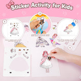 4 in 1 Paper Craft Kits for Girls,Princess Dress-up Activity Book with Water Painting,Poking Art,Sticker,Paper Cutting Craft,Arts and DIY Crafts Kit Gifts Toys for Kids Ages 4 5 6 7 8+ Years Old homicozy