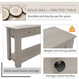P PURLOVE Console Table for Entryway Hallway Sofa Table with Storage Drawers and Bottom Shelf (Gray Wash) P PURLOVE