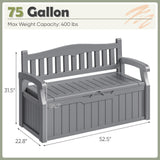 Homall 75 Gallon Outdoor Storage Benches Lockable Deck Box with Waterproof and UV Resistant, Waterproof Storage Box for Patio Furniture, Tools, Cushions (Grey) Homall