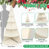 CroBlissful 6 Tier 6ft Christmas Village Display Stand Christmas Tree Corner Shelf Large Wood Platform Bookshelf for DIY Living Room Bedroom Home Office Decor CroBlissful