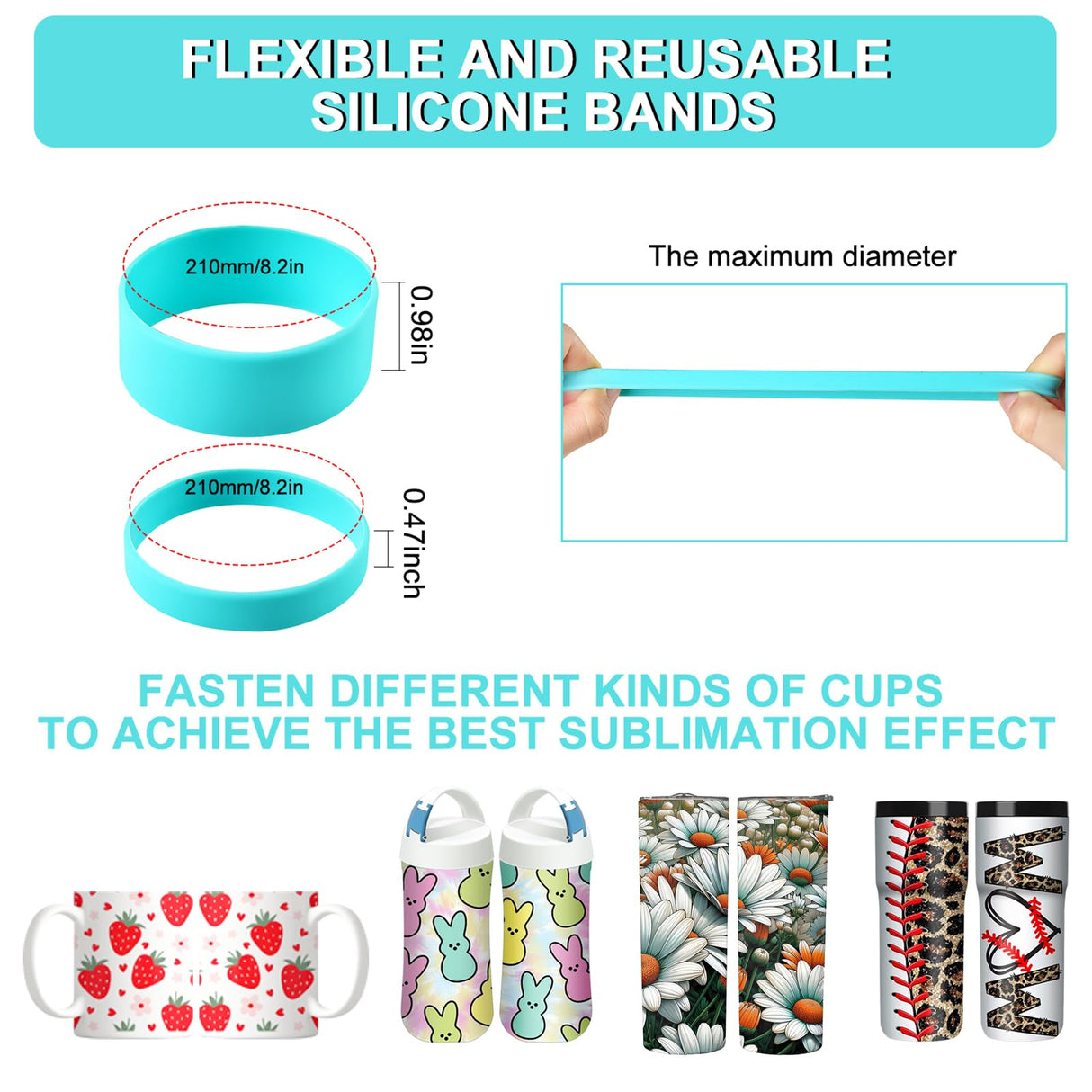 Sublimation Blanks Silicone Bands for Sublimation Tumbler Heat Resistant Gloves Tape Sleeve Accessories Kit for 20 30 oz Skinny Straight Cups for Cricut Mug Press Machine Wrap Bundle Tumbler in Oven Jacriah