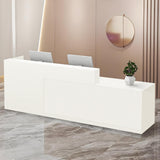 Modern Reception Desk with Storage Drawers and Open Shelves, 47-95 Inch Front Counter Table for Office, Salon, Lobby, Retail Store, or Home Workspace Left/White 47" Wx23.6 Dx39.4 H LSZMXI