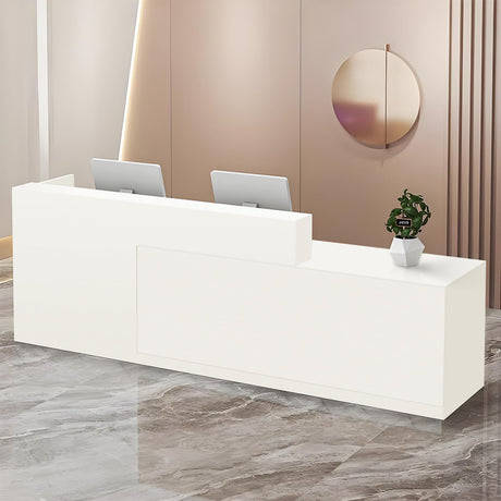 Modern Reception Desk with Storage Drawers and Open Shelves, 47-95 Inch Front Counter Table for Office, Salon, Lobby, Retail Store, or Home Workspace Left/White 47" Wx23.6 Dx39.4 H LSZMXI