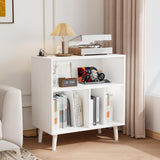 VINGLI Record Player Stand with Open Vinyl Storage, Mid-Century Album Storage Table with LED Light up to 300 Albums, Vinyl Record Player Shelf with Power Outlet for Living Room, White VINGLI