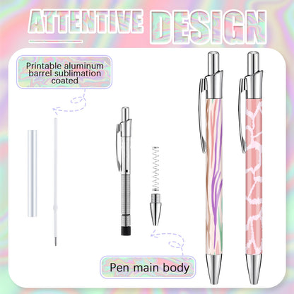 Yexiya 60 Pcs Sublimation Pen Kit Sublimation Pen Blank with Resealable Pouch Bag and Holographic Thank You Card Sublimation Ballpoint Pen School Supply for Christmas Office School Stationery Supply