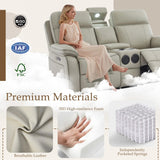 Neptane Power Reclining Sofa Set with LED Reading Light/Storage Drawer, Power Loveseat Recliner Sofa, Reclining Loveseat with Bluetooth Speakers/Outlets/Breathing Leather (Grey, Sofa+Loveseat) Neptane