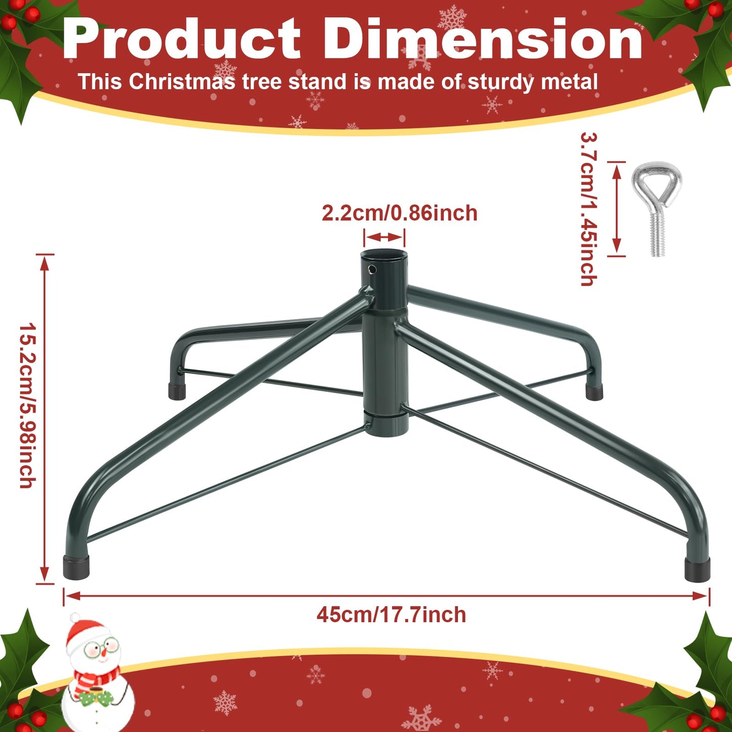 Mordx Christmas Tree Stand, (Length17.7”, Dia 0.86") Folding Christmas Tree Stand for 2Ft to 5Ft Artificial Trees, Christmas Tree Base Replacement, black