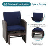 OC Orange-Casual 6 Piece Patio Wicker Furniture Set, Balcony All Weather Rattan Chair, with Space Saving Ottoman, Resin Nesting Coffee Table, Modern Design, Blue OC Orange-Casual