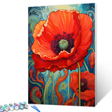 Tucocoo Red Poppy Paint by Bumbers for Adults Abstract Poppy DIY Paint by Numbers Acrylic Paint Canvas Graffiti Red Flowers Abstract Red Flower Scenery Painting Kits Art 16x20 Inch（Without Frame） Tucocoo