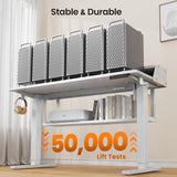 ErGear Standing Desk, 48x24 Inch Electric Standing Desk with Shelves, Height Adjustable Desk with Monitor Stand and Storage, Gaming Sit Stand Up Desk with LED Light for Home Office, White ErGear