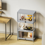 Athena Collection Curio Display Cabinet with Acrylic Doors, 3-Tier Clear Display Case 42” Hight Display Shelf for Trophy Figures Curio Collectibles for Living Room Bedroom, Grey Athena Collection