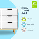 DaVinci Marley 6-Drawer Double Dresser in White Finish and Natural Legs DaVinci