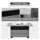 Rattaner 9-Piece Outdoor Sectional Wicker Furniture Set Patio Furniture Conversation Couch Set Large-size Storage Table with Thicken(5") Anti-slip Light Grey Cushions Furniture Cover Rattaner