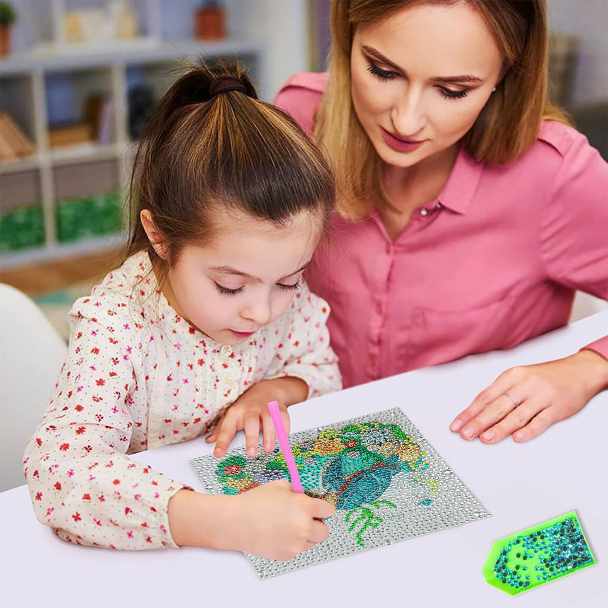 5D Sea Turtle Diamond Painting Kits for Kids Beginners with Wooden Frame,Full Round Drill Cute Turtle Diamond Art Kits for Children Girls Boys Ages 8-12,DIY Kid Big Gem Art,Home Wall Decor 6x6 Inch CHWGLFGG