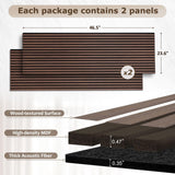 DOLLAR BOSS Wood Slat Acoustic Panels for Wall, 46.5" x 23.6" 2Pcs Soundproof Absorbing Wall Panel with Wood Finish 3D Fluted, Ebony DOLLAR BOSS