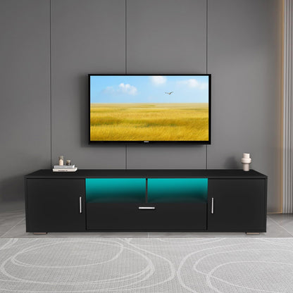 HOUAGI Tv Stand for 65 inch Tv,Black Entertainment Center with Storage Cabinet,Modern TV Stands for Living Room and Bedroom(Black) - WoodArtSupply