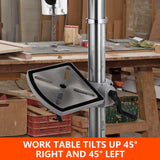 13 in Floor Drill Press, 7.5 Amp 120V, 288-3084 RPM Variable Speed Cast Iron Bench Drill Press, 0-45° Tilting Worktable, Tabletop Drilling Machine for Wood Metal PioneerWorks