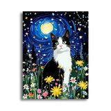 LOMSIOY DIY 5D Diamond Art Kits for Adults, Cat Diamond Painting Kits for Beginner, Starry Sky Diamond Art with Round Full Drill Rhinestone Crafts Gem Arts for Home Wall Decor 12x16 inch LOMSIOY