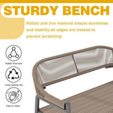 OPENAIRCOMFORT Outdoor Loveseat Bench,46.8 Inches Wicker Frame Patio Bench, All Weather Outdoor Bench with Rattan Backrest Armrests and Metal Legs for Lawn, Front Porch, Park, Yard OPENAIRCOMFORT