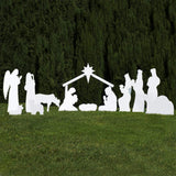 Outdoor Nativity Store Complete Nativity Scene - 12 Weatherproof Nativity Set Figures for Outdoor Christmas Decoration - Easy to Assemble & Store - Standard, White Outdoor Nativity Store