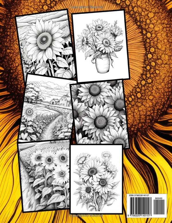 Sunflower Coloring Book: 50 Detailed Designs to Explore the Beauty of Sunflower Fields - Relaxation, Creativity, and Artistic Joy! (Sunflower & Flower coloring book) Majosta