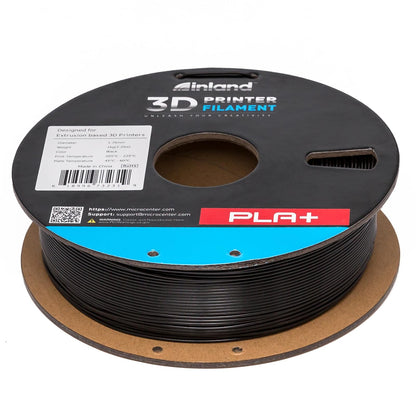 INLAND Micro Center PLA+ 3D Printing Filament 1.75mm - Black PLA Plus 3D Printer Filament - PLA Pro Dimensional Accuracy +/- 0.03 mm - 1 kg Cardboard Spool (2.2 lbs) - WoodArtSupply