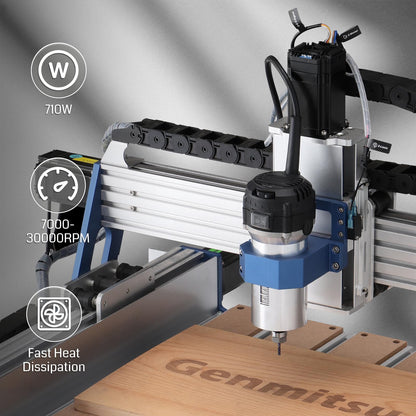 Genmitsu 710W Compact Router 65mm Diameter, 6 Variable Speeds Palm Trimmer Router, with ER11 Collet & 4 Carbon Brushes, Spindle Motor Upgrade for CNC Machines - WoodArtSupply