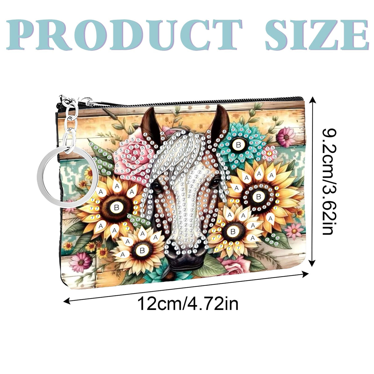 JZHYOAN DIY Diamond Art Purses and Wallets Handbags Wallet Keychain Coin Pouch Coin Purse with Zipper and Keyring Diamond Painting Small Coin Purse for Women Cards Keys Horse JZHYOAN