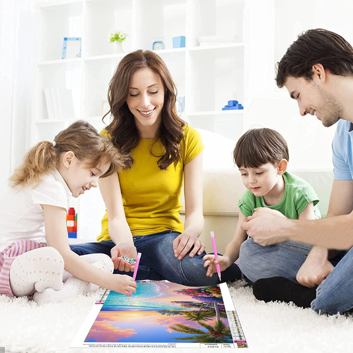 eniref Diamond Art Kits for Adults,Beach Sunset DIY 5D Round Full Drill Diamond Painting Gem Art Kits for Crafts Gift and Home Wall Decor,Flowers Coconut Trees Sea Diamond Dots Kit 12x16 Inch eniref