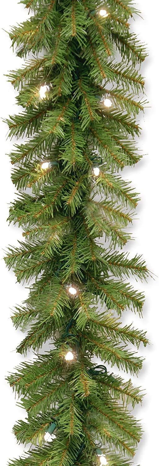 National Tree Company Pre-Lit Artificial Christmas Garland, Green, Norwood Fir, White Lights, Battery Operated, Christmas Collection, 9 Feet National Tree Company