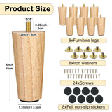 Maitys 4 Inch Round Solid Furniture Legs Furniture Wooden Replacement Chair Feet Dresser Sofa Couch Legs Table Cabinet Footstool DIY Projects for Home(Wood,8 Pcs) Maitys