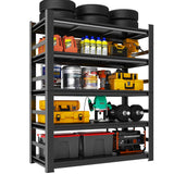 ErgoNova 72" H Metal Garage Shelving Unit, 5-Tier Adjustable Garage Storage Shelves Heavy Duty,3000 LBS Metal Utility Rack Shelf for Industries, Warehouses, Basement,Black (72'H x 36''W x 16.1''D) ErgoNova