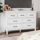 Tradare White Dresser for Bedroom with 7 Drawer,Wooden Double Dresser with Metal Handles, Wide Chest of Organizer Storage Drawers for Living Room, Hallway, Entryway Tradare